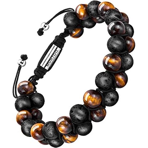murtoo Bead Chakra Bracelets for Men and Women, Double-layered Healing Yoga Crystals Beaded Bracelet, Natural Stone Mens Bracelet for Meditation, Relax Anxiety Cover
