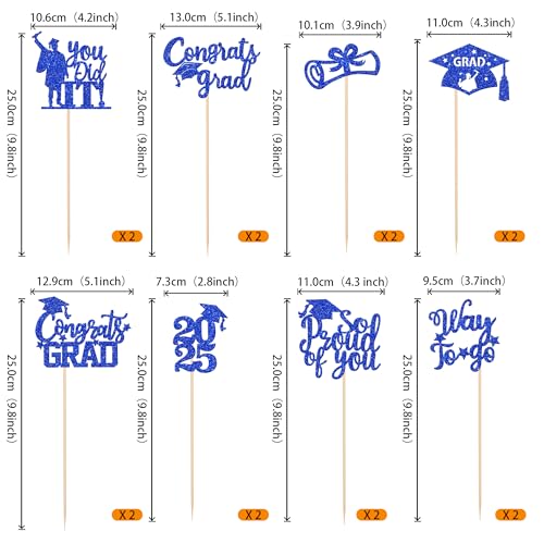 Rsstarxi 16 Pack Graduation Centerpieces 2026 for Tables Double Sided Glitter So Proud of You Class of 2026 Graduation Table Toppers for 2026 Graduation Party Decorations Blue by Rsstarxi - Image 2