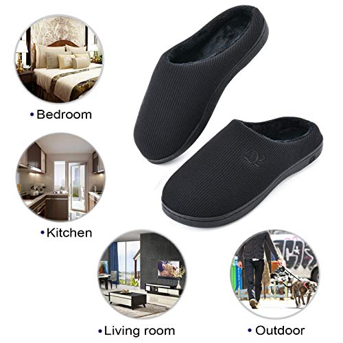 Image of DL Womens Memory Foam Slippers, Cozy Slip on House Slippers for Women Indoor Outdoor, Comfy Women's Bedroom Slippers Warm Soft Flannel Lining Home Slippers Size 5-12 Purple Blue Pink Grey Navy Black