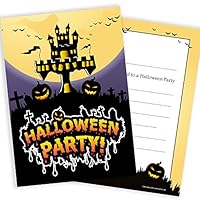 Olivia Samuel 20 x Halloween Party Invitations - Spooky Haunted House Design - Ready to Write with Envelopes