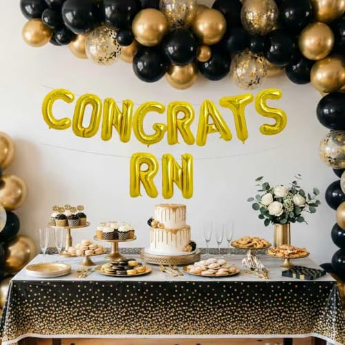 Image of TONIFUL 2026 Nurse Graduation Decorations Gold Congrats RN 2026 Balloons 16 Inch RN 2026 Banner Class of 2026 RegisteGold Nurse Balloons Decorations 2026 Nursing Graduation Party Supplies