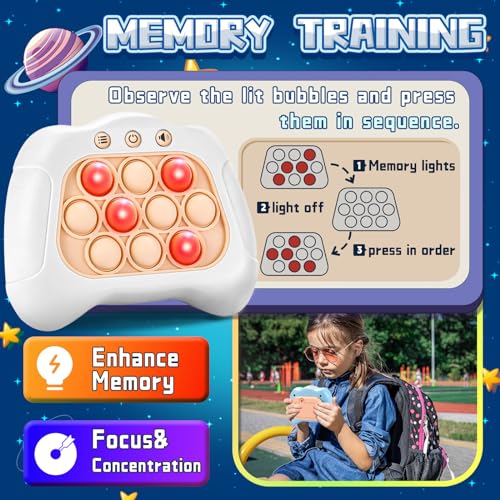 Aolgen Quick Push Game,Pop Game Fidget Toys, Fast Push Bubble Game, Handheld Puzzle Game Sensory Toys ,Light Up Push Pop Game for Kids 3-12 Girls and Boys Teens Adults Decompression (White) - Image 5