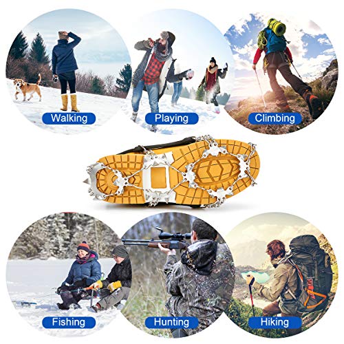 EIVOTOR【Upgraded 24 Spikes】 Walk Traction Ice Cleat Spikes Crampons,Ice Snow Grips for Footwear for Walking, Jogging, Climbing, Hiking on Snow and Ice(L)