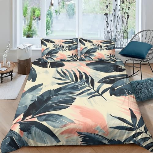 Linge de lit 3 pièces en microfibre ultra douce motif palmier 220x240