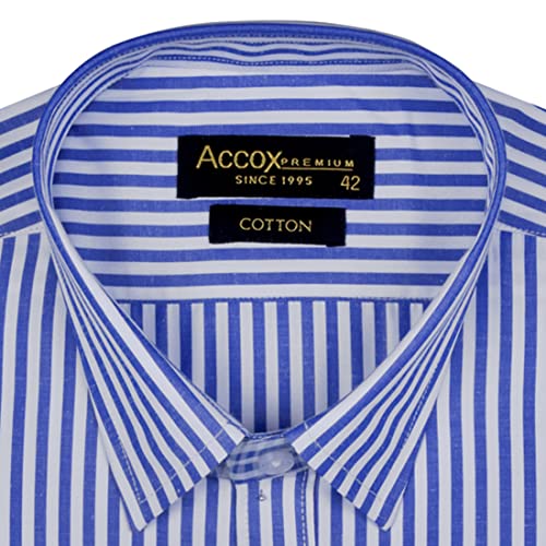 Image of ACCOX Men's Striped Full Long Sleeves Regular Fit Cotton Formal Checkred Shirts(GCR79)