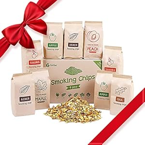 Zorestar Wood Smoking Chips for Smoker 9 pcs Variety Pack of Oak | Alder | Cherry | Apple Chips for Smoking and Grilling Plus Bonus e-Book