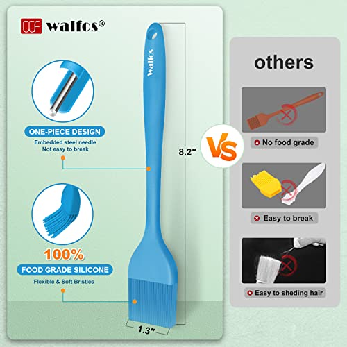 Image of Walfos Silicone Pastry Brush, Heat Resistant Basting Brush Set, Perfect for Baking,BBQ Grill,Kitchen Cooking,Strong Steel Core and One-Pieces Design,BPA Free and Dishwasher Safe (5 Pcs)