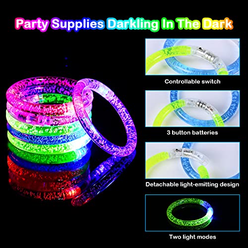 AUAUY 16 Stück LED Leuchtarmbänder Blinkende Armbänder in der Dunkelheit Party Zubehör Glowstick Armband, Beleuchtendes Spielzeug für Geburtstagsparty Geschenke, Armreif für Kinder Erwachsene