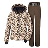 Killtec Damen Skianzug Größe 40 - aus Skijacke leopard und Softshell Skihose dunkelbraun - mit 10000mm Wassersäule - wasserdicht, atmungsaktiv