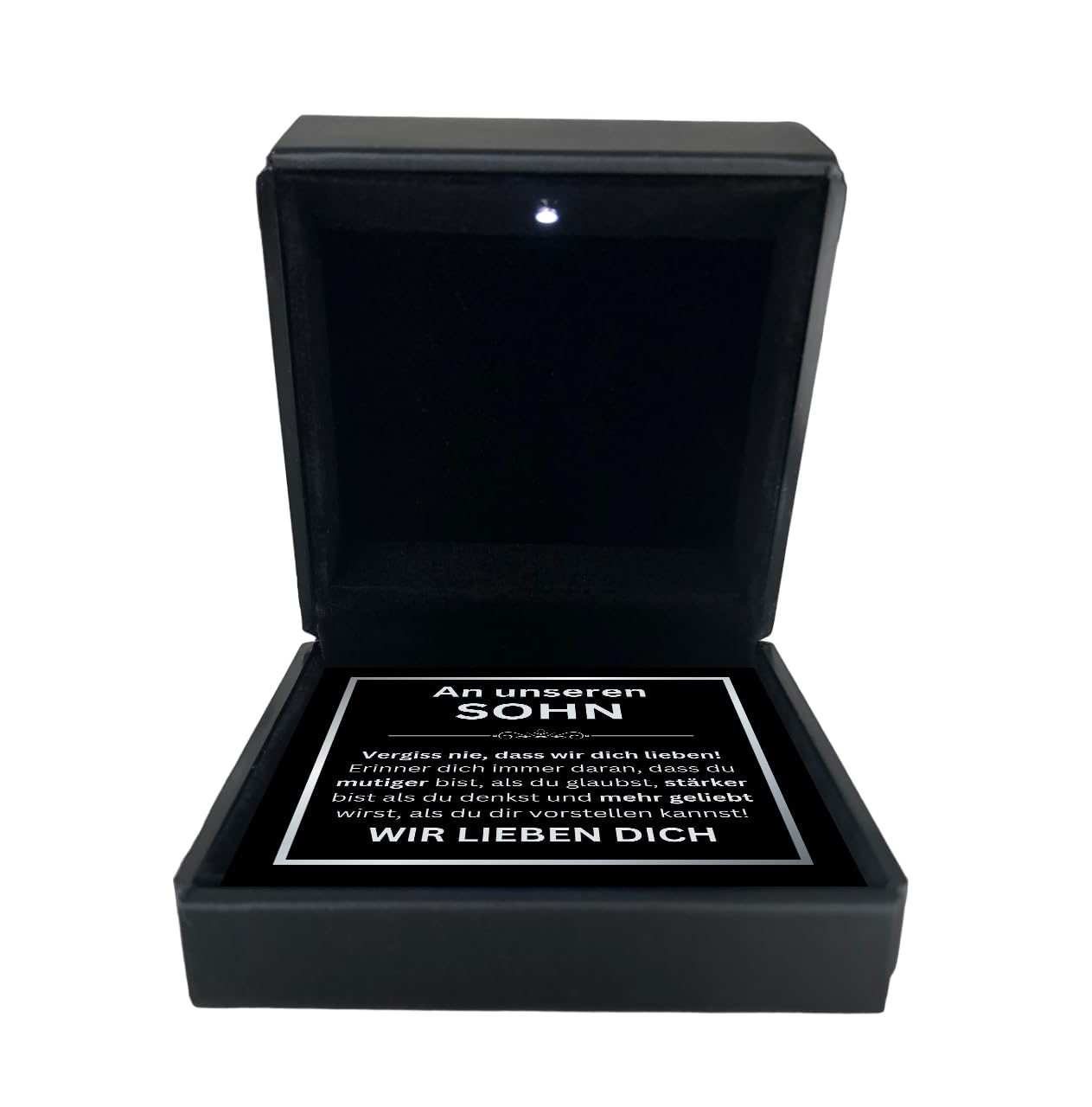 Leder Armband personalisiert mit LED Geschenk Box An meinen Mann Schatz Sohn mit Glückwunschkarte für Männer Herren Jugendliche Jungen Geburtstag Jahrestag Weihnachten
