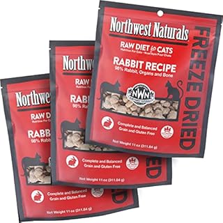 Northwest Naturals Freeze Dried Diet for Cats – Rabbit Cat Food – Grain-Free, Gluten-Free Pet Food, Cat Training Treats – 11 Oz (3 Pack)