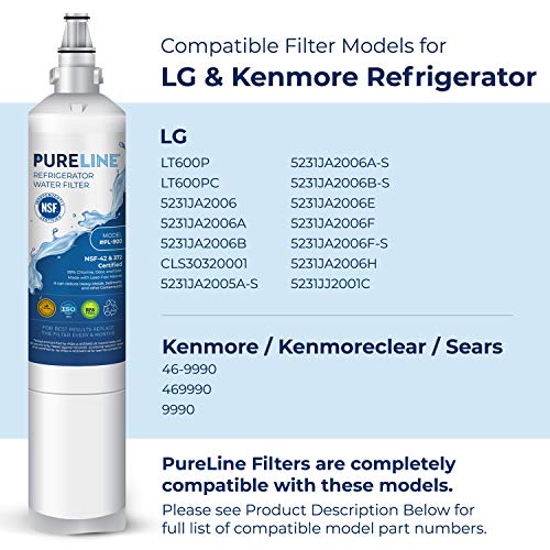 Pureline 9990 & Lt600P Water Filter. Compatible With Kenmore 9990, Lg Lt600P, 5231Ja2006A, Kenmoreclear 46-9990. (2 Pack) #TOP2
