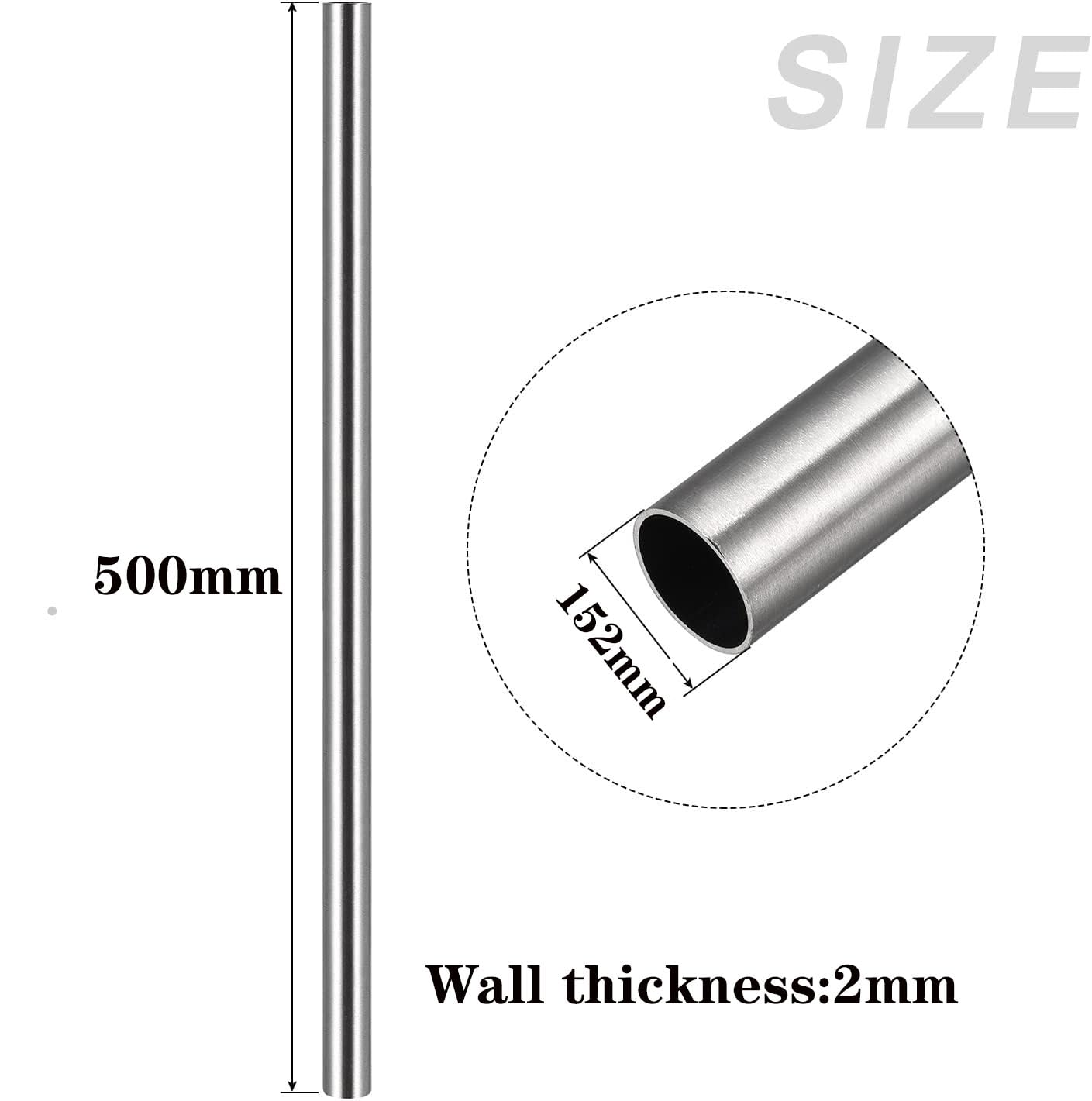 Edelstahlrohr 304 – Außen-Ø 152mm, Wandstärke 2mm, Länge 500mm, Poliert, Für Maschinenbau, Möbel & Industrie (hochfest, Rostfrei)