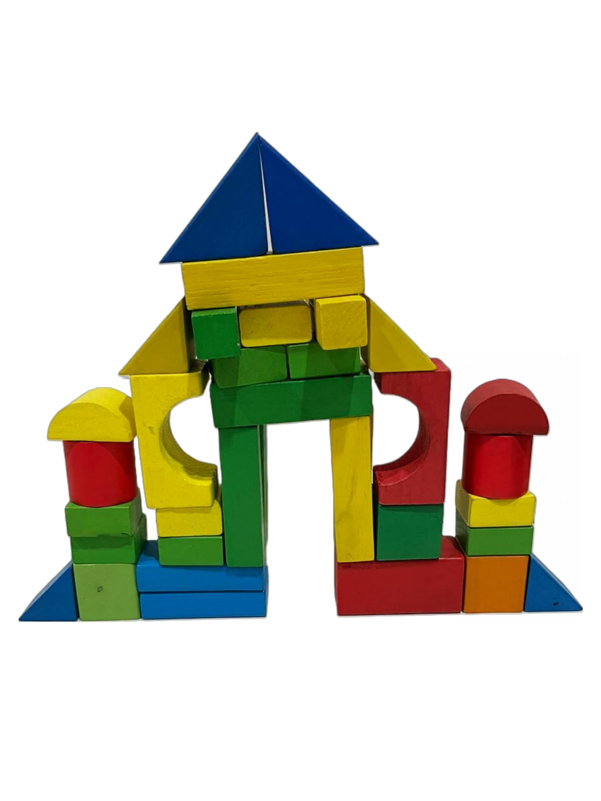 NURTURE BUDDY 37 Pcs Wooden Building Blocks Set Wood Castle Blocks Kit Natural Stacking Cubes Montessori Toy for Toddlers Kids 2 to 6 Years Old