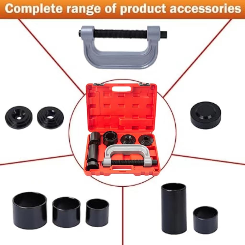Kit De Herramientas Extracción Rótula, Prensa 10 Piezas Para La Mayoría Coches Y Camiones Ligeros 2WD 4WD, Rojo