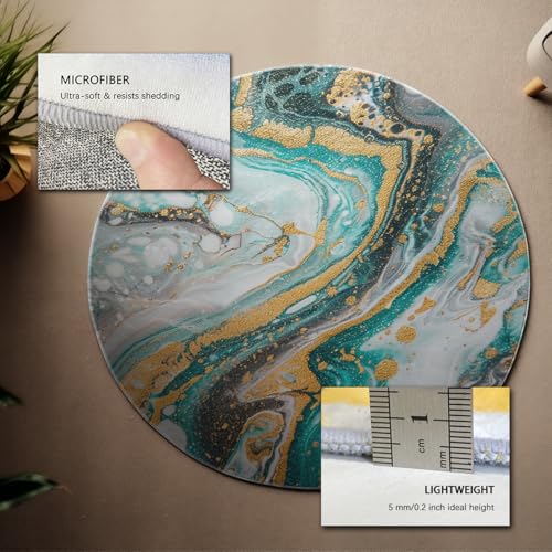 Tapis rond marbre turquoise et or salon lavable 60 cm - 6