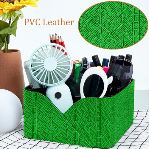 Porte-stylos rectangulaire vert à motif géométrique pour bureau - 6