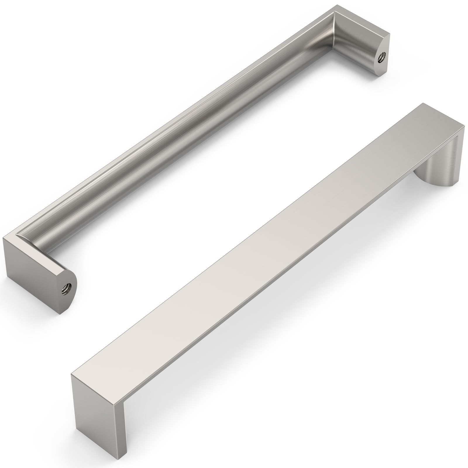 FURNIWARE Pack of 10 Furniture Handles, Brushed Satin Nickel, 160 mm Hole Spacing, Cabinet Handles, Kitchen Handles