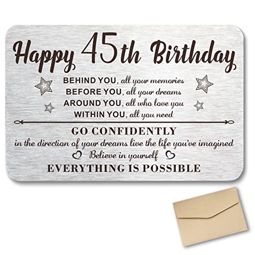 45th Birthday Card Gifts for Her him Happy 45 Year Old Women Men Gift Ideas Engraved Wallet Card Birthday Gifts for 45 Year Old Aunt Mom Sister