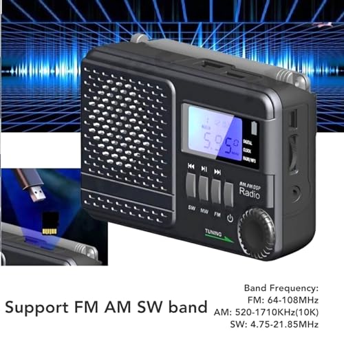 Radio portátil AM FM SW con MP3 y reloj digital miniatura 2