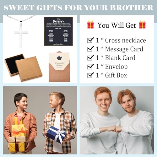 EPIRORA Cross Necklaces Gifts for Men Him, Stainless Steel Cross Necklace Cuban Chain Pendant Necklace Gifts for Son Grandson Brother Nephew Mens4