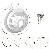 Breathable Inverted Cage for Men，Fitness Protection Cage with Anti-Off Ring,White Inverted Flat Cage for Men Role Play -D3(M)