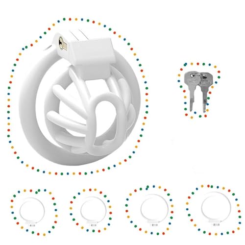 Breathable Inverted Cage for Men，Fitness Protection Cage with Anti-Off Ring,White Inverted Flat Cage for Men Role Play -D3(M)