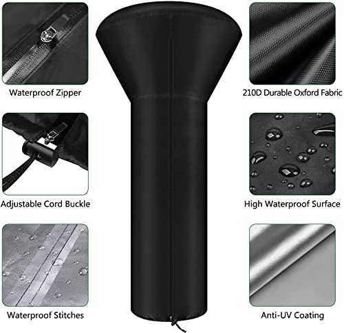 image for Waysse Outdoor Stand-Up Patio Heater Cover, Waterproof Patio Heater Co