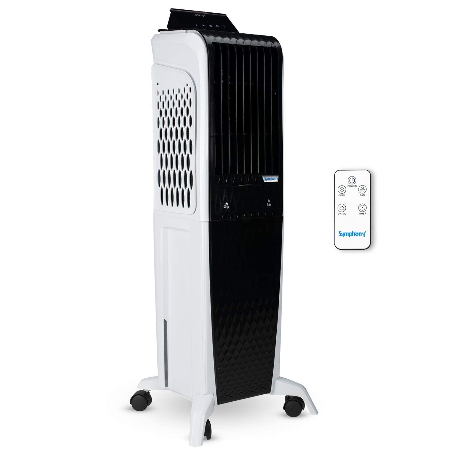 Symphony Diet 3D 40i Portable Tower Air Cooler For Home with 3-Side Honeycomb Pads, Pop-Up Touchscreen, i-Pure Technology and Low Power Consumption, 40L, Grey