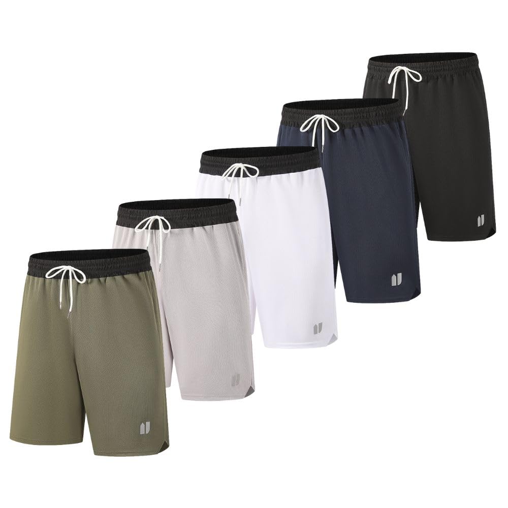 Bsrpolry 5 Herren Sport Shorts mit Taschen Athletic Shorts Quick Dry Gym Laufhose Jogginghose Basketball Fitness