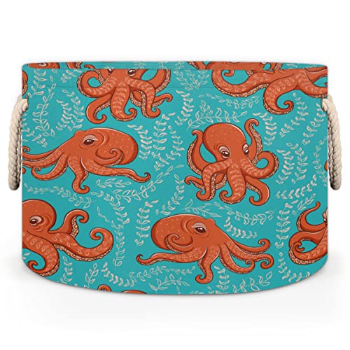 Cartoon Orange Octopus-Big Easter Bunny Bags-Room Shelf Storage Basketcat Dog Toy Basket Chest Box #TOP1