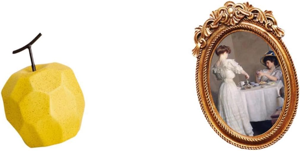 Fenteer Art Figurine Porcelain Fruit Sculpture Decorative Photo Frame Vintage Picture Frame Resin Ornament Suitable for Gift Giving Home Decoration Family Eve