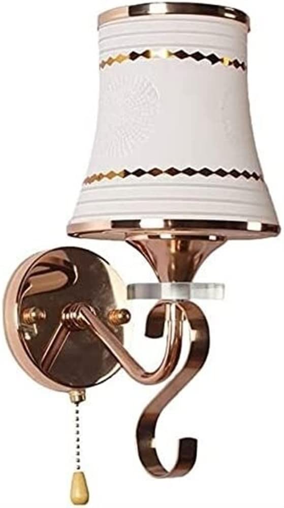 MYUYEE White Glass Shade Wall Light Fixtures Den Finish Retro Indus Candle Crystal Wall Sconce With Pull Cord On/Off Switch Wall Mount Lighting Fixture,Energy-Saving