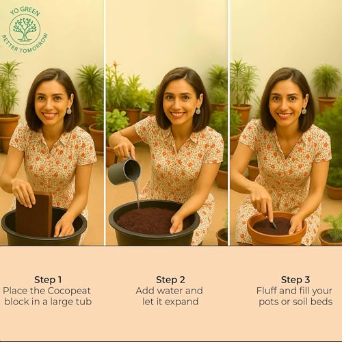 Image of 100% Natural Cocopeat Block for Garden Plants Organic Agricultural Compost Coco Peat for Indoor & Outdoor Fertilizer Kitchen Terrace Gardening Khaad (1 Kg)