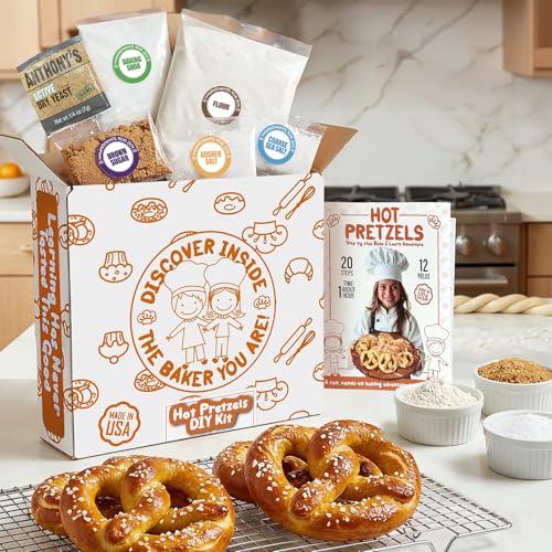 Soft Pretzel Making Kit, Baking Kits For Kids With Flour, Active Dry Yeast, Brown Sugar & Sea Salt, Pretzel Baking Kit For Ages 8-12 — Made In Usa — Birthday Gift For Boys & Girls