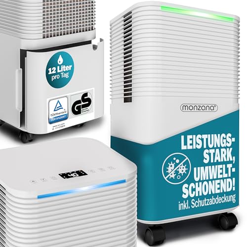MONZANA® Luftentfeuchter elektrisch 15-20m² 12L/Tag LED-Display 24-Std-Timer Raumentfeuchter Bad Wohnung Raumluftentfeuchter Luftreiniger Allergiker