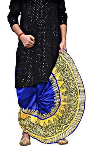 Image of Men's Ready to Wear Pant System Printed MAYUR PUCHHA Dhoti for Marriage, Pooja, Festival etc.(GC010)