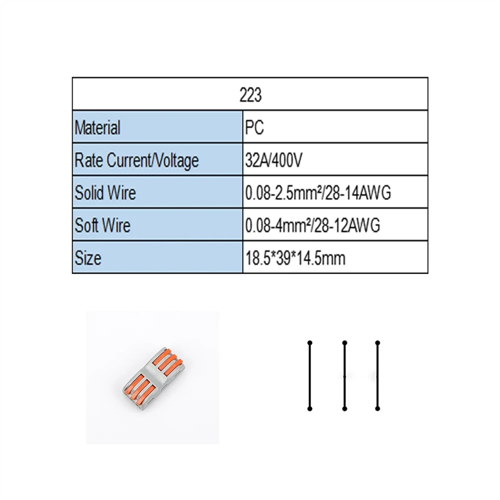 10 pz Mini connettore rapido connettore filo cavo universale conduttore filo compatto giunzione a molla morsettiera push-in(223)