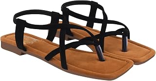 Shoetopia Women’s Toe Ring Flat Sandals, Strappy Cross Strap Slip-On Flats, Comfortable Casual Daily Summer Footwear Price In India