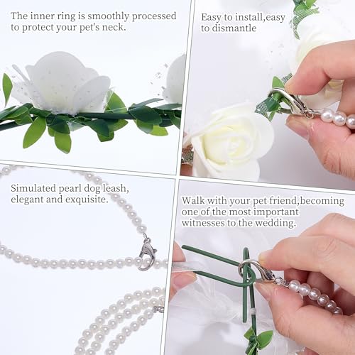 NICENEEDED 3 Stück Hundehalsband Blumenset Für Hochzeiten Perlen Perlen Hundeleine Ehering Träger Ringhalter Verstellbare Fliege Für Den Hundehals