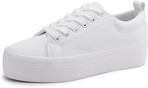 JABASIC Zapatillas de plataforma con cordones para mujer, zapatillas casuales cómodas de moda para caminar