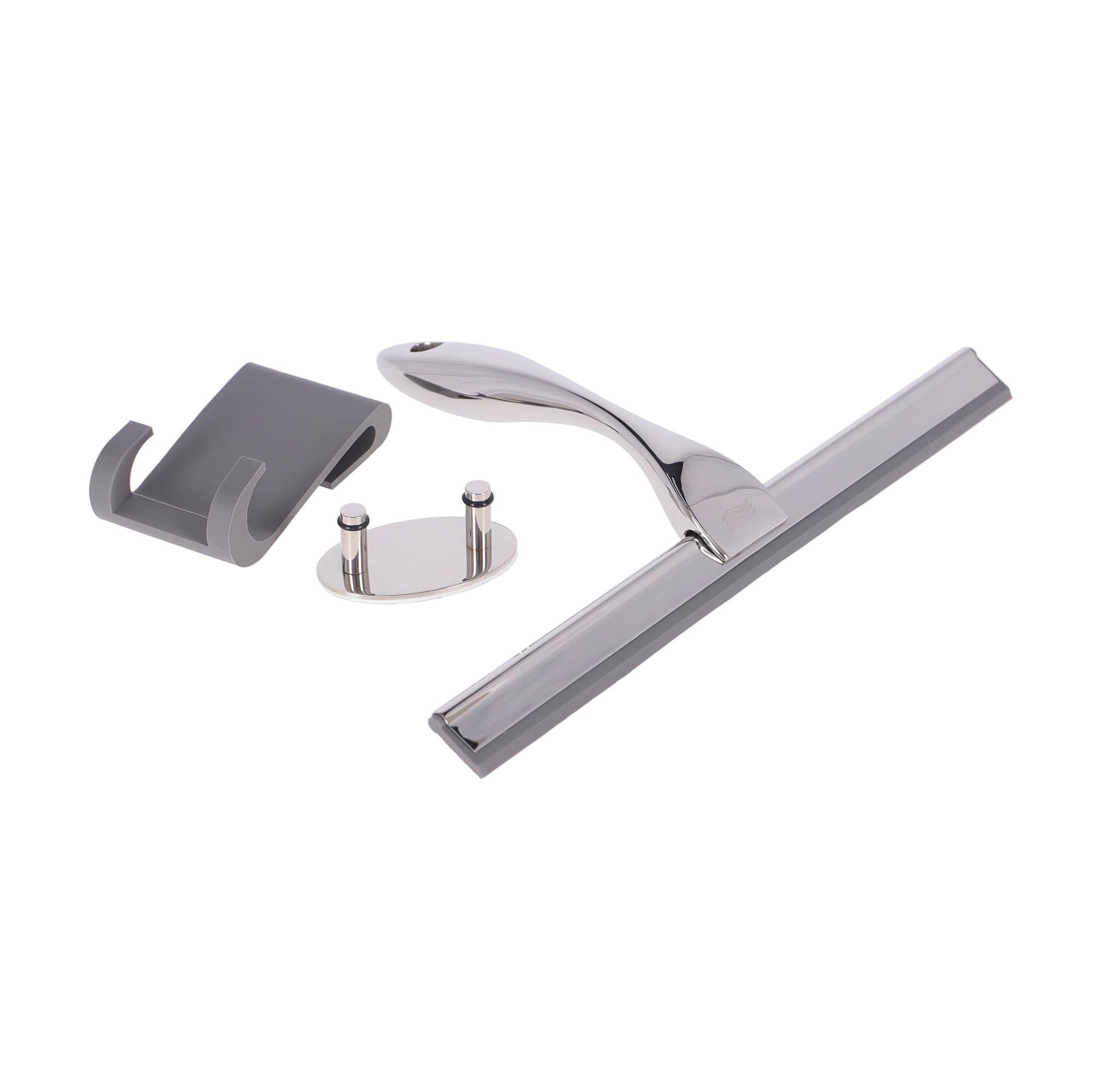 INDA Raclette Chrome 26cm Avec 2 systèmes de Fixation - Aménagement Salle de bain et Rangement