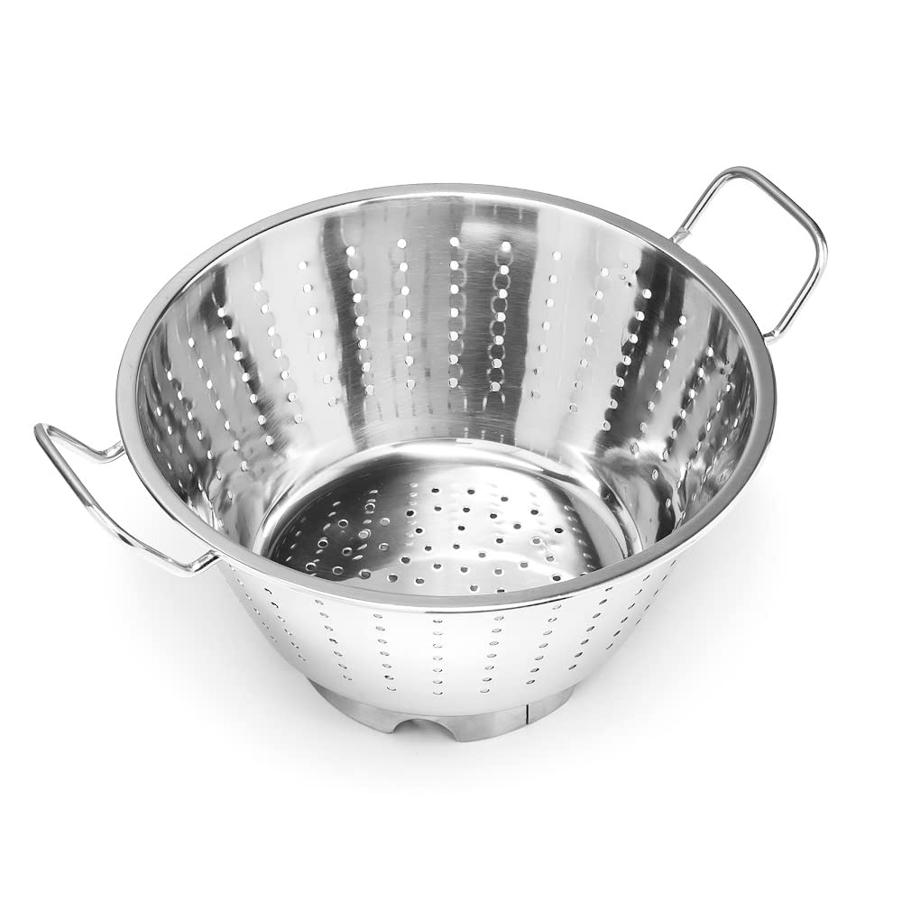 Grande passoire avec poignées | Acier inoxydable | Diamètre supérieur 36 cm | Construction massive et durable | Bords roulés | Base avec trous | Facile à nettoyer | Lavable au lave-vaisselle