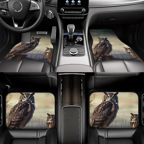 Tapis de sol de voiture hibou imperméable et antidérapant ensemble complet 4 pièces pour auto