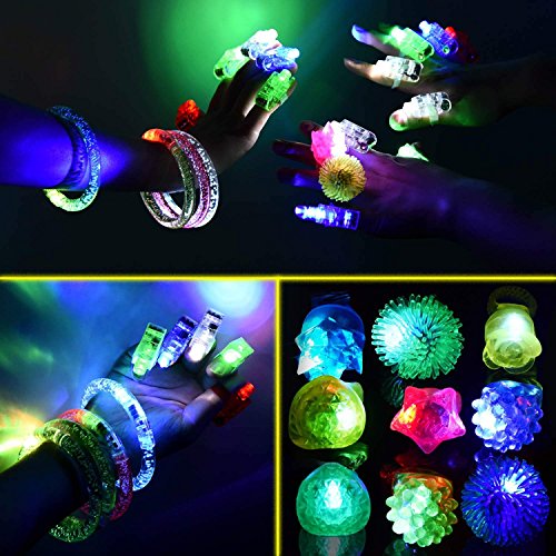Fun Little Toys 60Pcs Led Light Up Toys Glow In The Dark Party Supplies, Glow Sticks Finger Lights Bracelets Flashing Glasses Rings Bulk, Christmas Wedding Birthday Party Favors Pinata Stuffers #TOP5