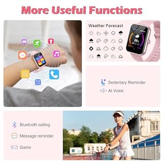 Smartwatch Kinder, Kinder Sport Fitness Uhr für Mädchen Jungen mit Schrittzähler, 100+ Sportmodi, Wecker, Spiele, Stoppuhr, Kinderuhr, Nachrichten, Aktivitäts Watch für Teens 5-16 Geschenke, Rosa
