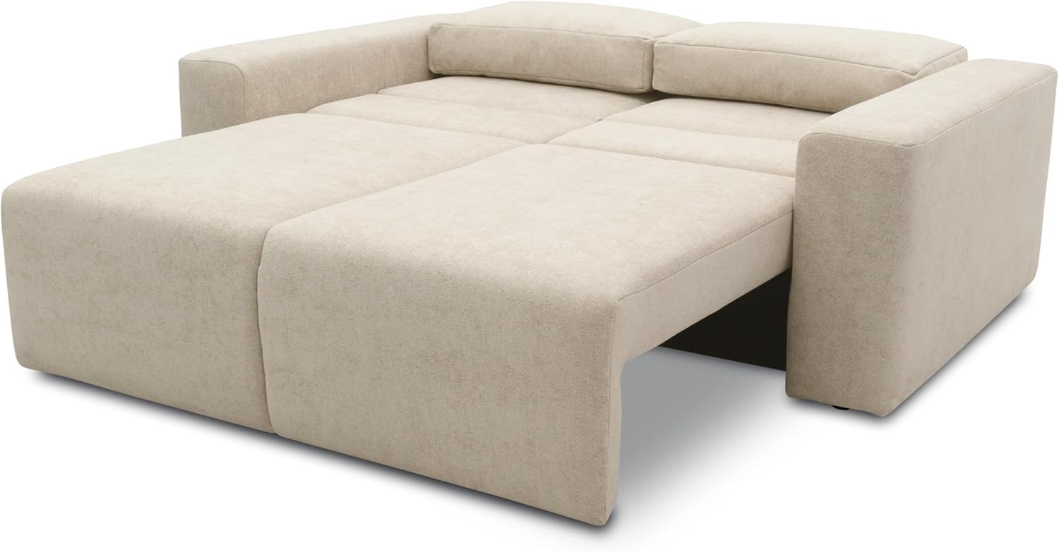 DOMO. collection Sofa Lares, Schlaffunktion & Federkern, Beige | 2 Sitzer mit Schlaffunktion und losen Rückenkissen, komfortables Schlafsofa, 192 x 116 x 85 cm (BxTxH)