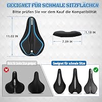 AEYINO Fahrradsattel Überzug Gel Sattelbezug 11×7×1.2 Zoll für MTB(blus) – Ansicht 2