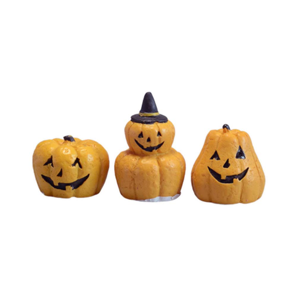 EXCEART 3 Pack Halloween Resin Pumpkin Miniature Figurines Desktop Ornaments Fairy Garden Miniature Micro Landscape Garden Courtyard Desktop Decor Props Mini Sculpture Craft Doll House Accessories