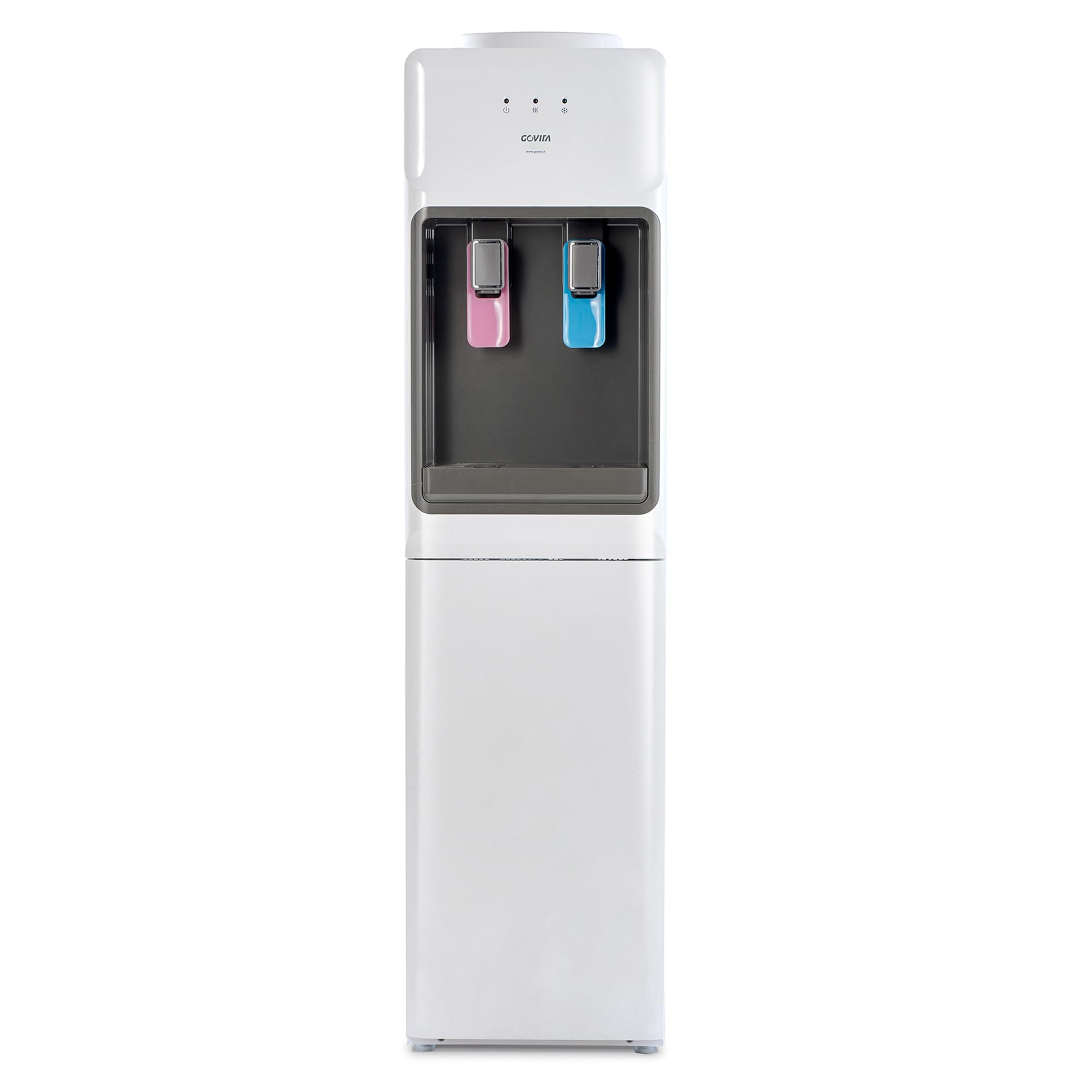 GOVITA - Dispenser Acqua a Colonnina a Boccione 18L – Erogatore Acqua Fredda Calda e Ambiente con Compressore – Distributore Acqua Refrigerata per Casa e Ufficio - con portabicchieri